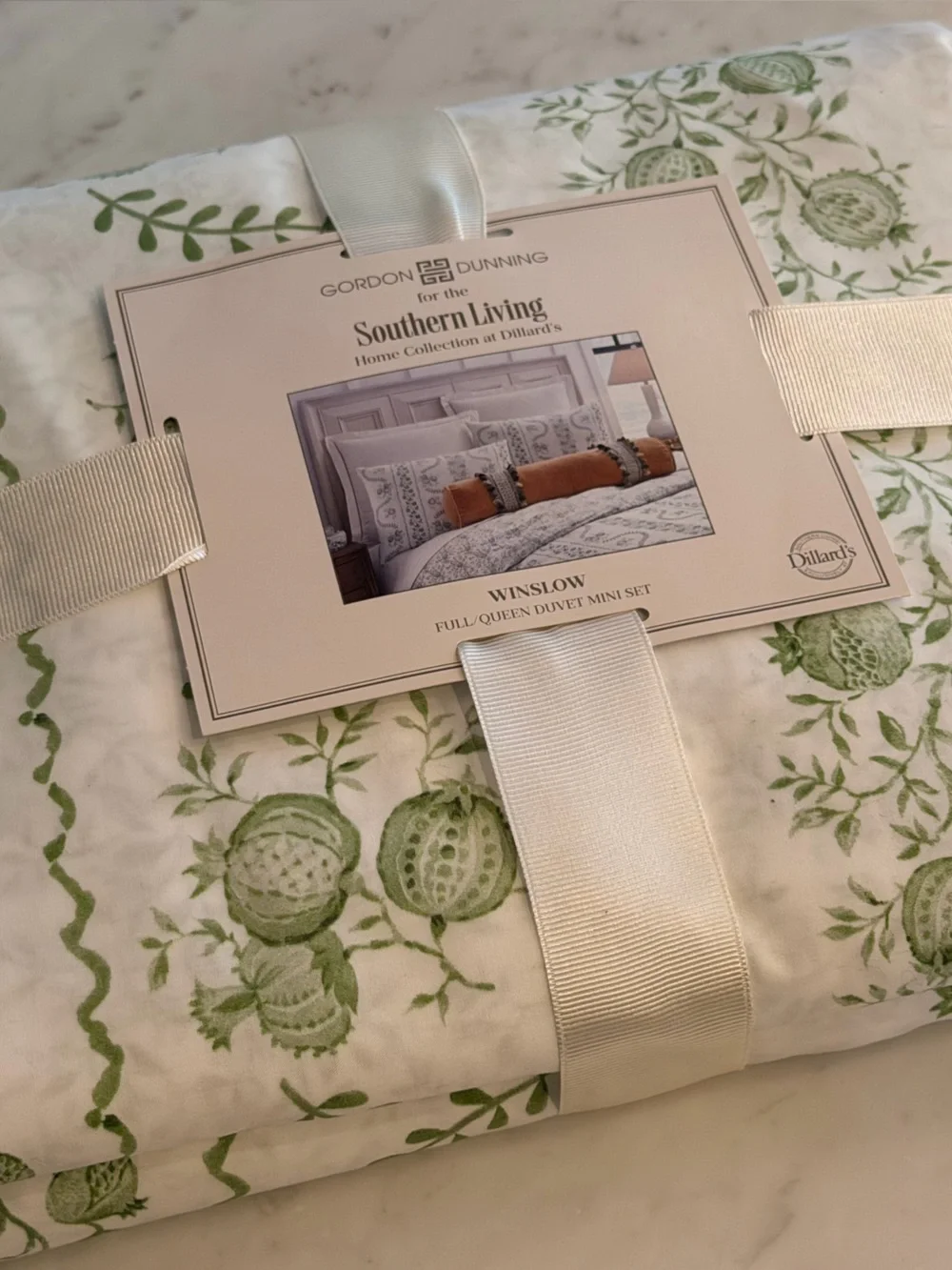 Gordon Dunning for Southern Living Green Floral Cotton full/queen Duvet Set
